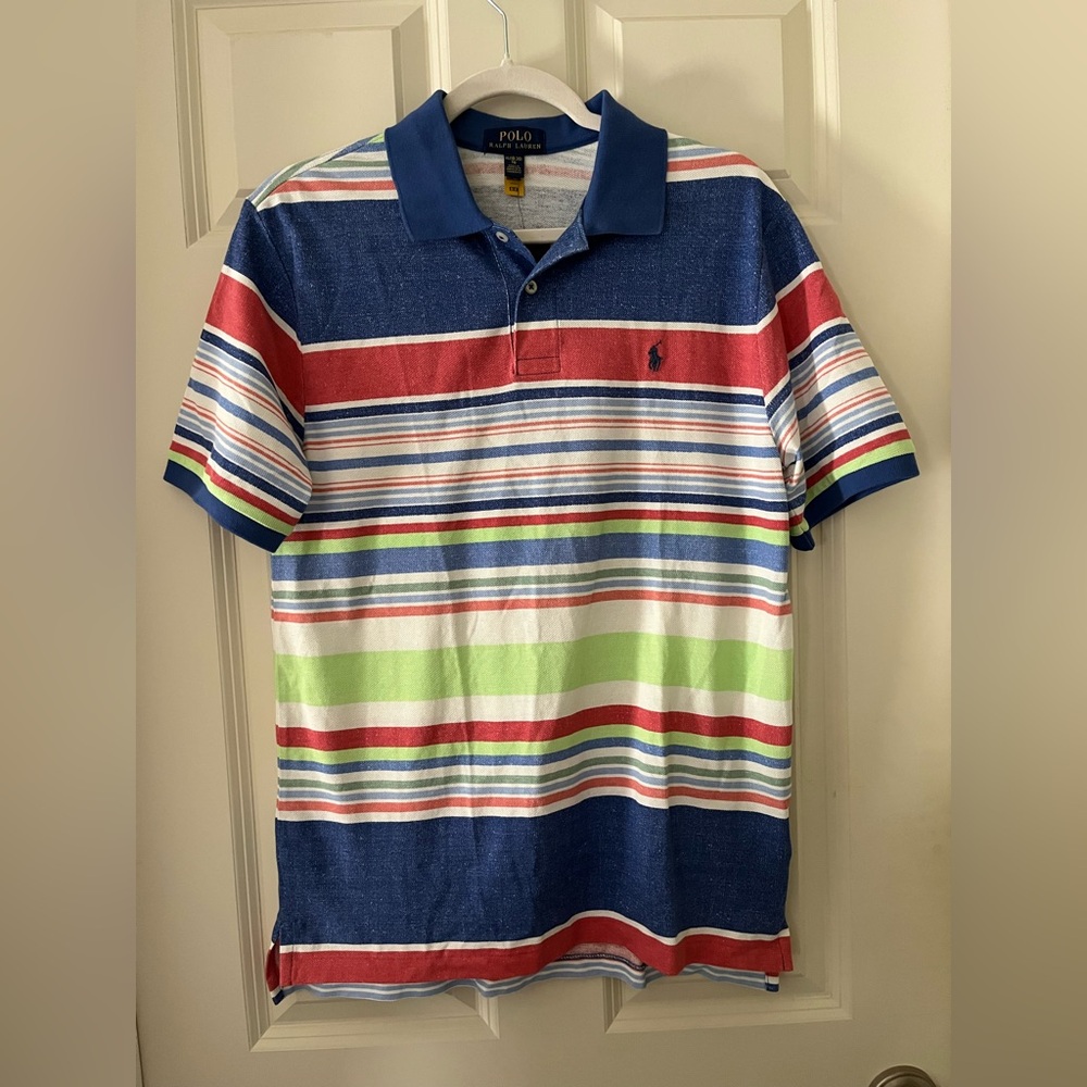 NWT Polo Ralph Lauren Sun Faded Striped Cotton Mesh Polo Shirt Boy’s XL 18-20